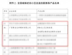 喜訊丨青龍PCM防水卷材入選全國城鎮(zhèn)老舊小區(qū)改